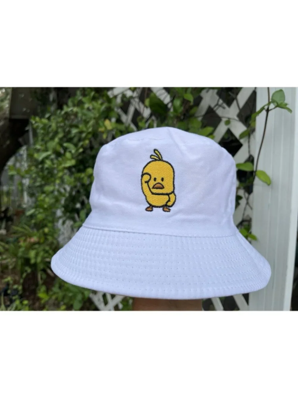 Reversible Yellow White Kawaii Chick Bucket Hat Cute Cotton One Size Unisex